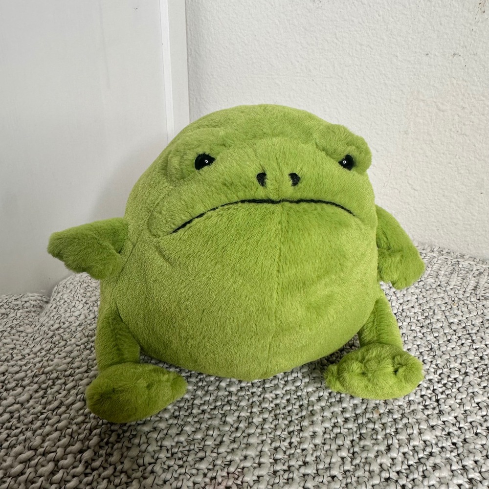 Jellycat Ricky Rain Frog Medium Green Grumpy Stuffed Animal Plush Toy NEW